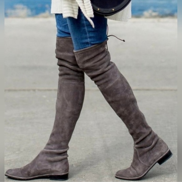New Stuart Weitzman Gray Over-the-Knee Boots 7 microsuede suede - Picture 6 of 6